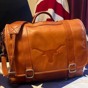 Leather Texas Long Horn Tan Messenger Bag